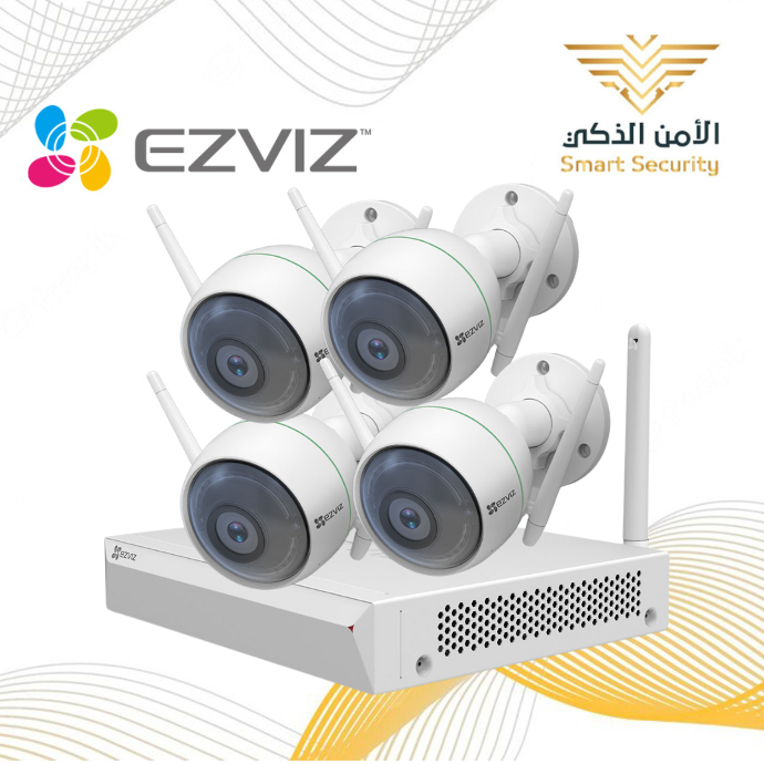 مجموعة عدد 4  كاميرات مراقبة امنية 1080P FULL HD واي فاي EZVIZ مع NVR شامل التركيب و التشغيل